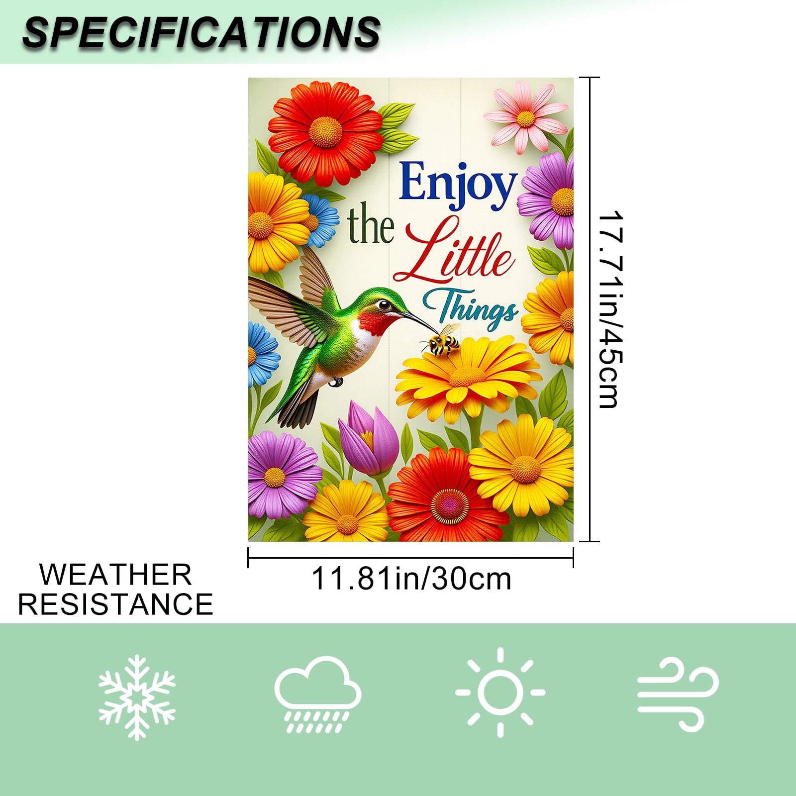 IVN hummingbird spring flag double-sided design reads clearly from both directions.