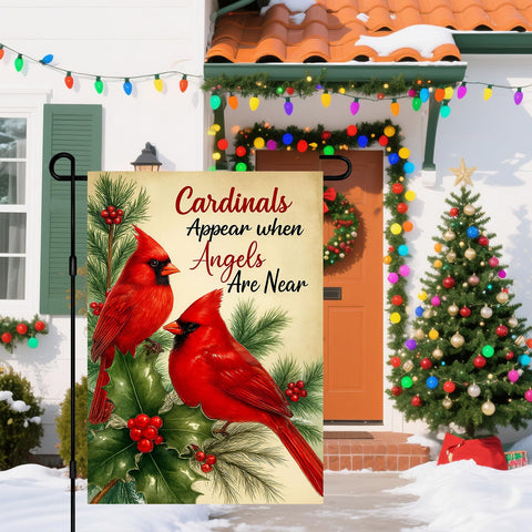 IVN Cardinal garden flag resists weather for outdoors in any season.