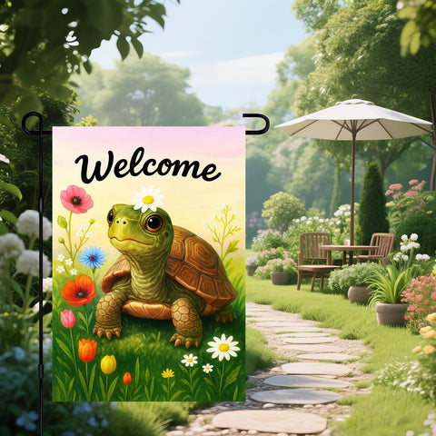 IVN Spring Garden Turtle Flag uses upgraded polyester fabric for fade resistance.