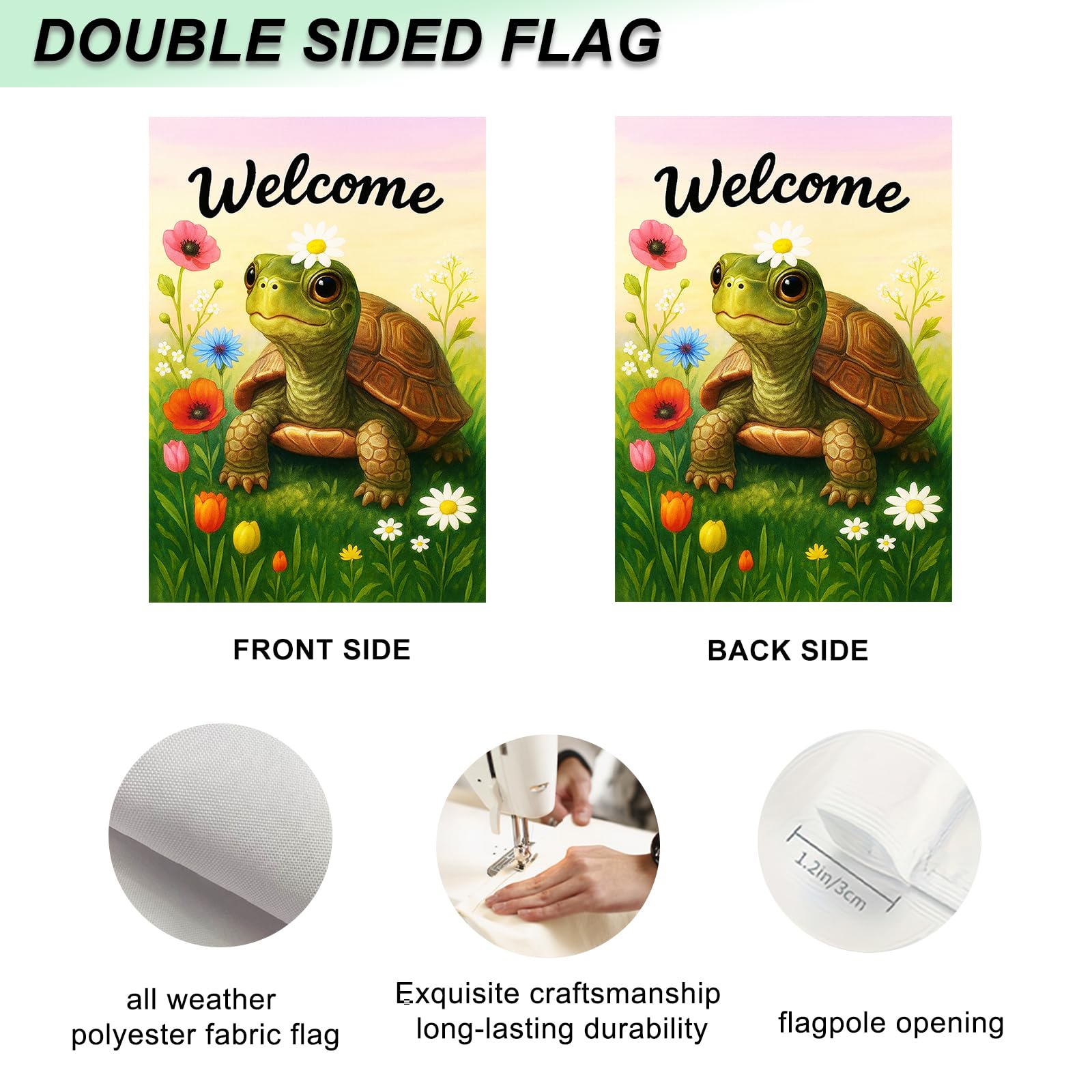 IVN Spring Garden Flag showcases soft sunshine and pastel hues on durable polyester.