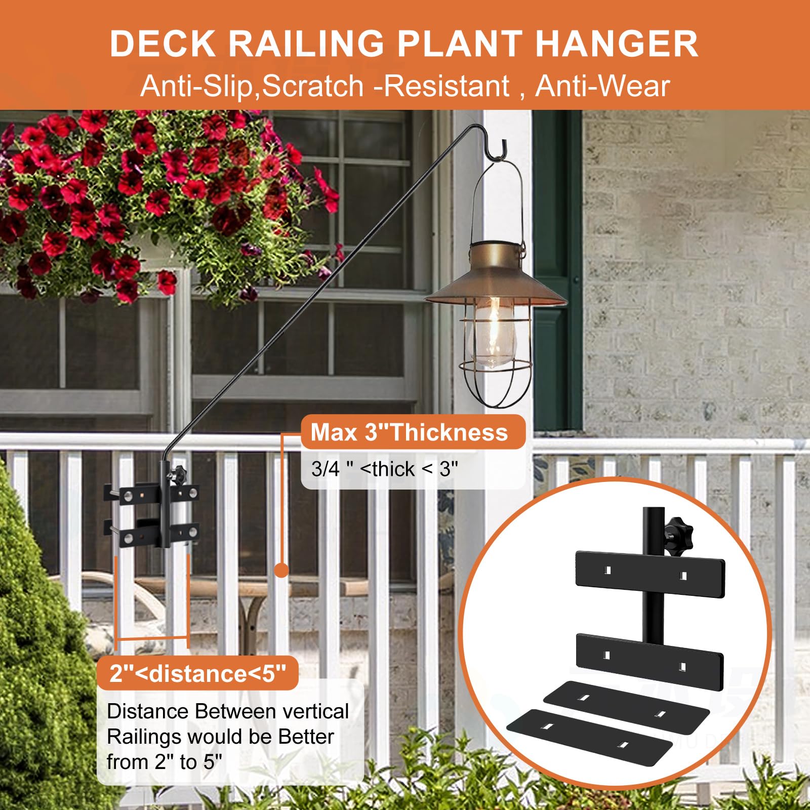 IVOODi deck hook installation on railings, simple two-part assembly with included screws.