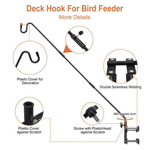 IVOODi rotating shepherd hook for outdoor plants and lanterns, easy to position.