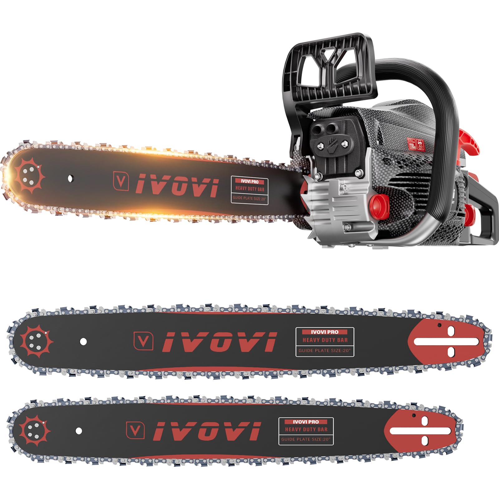 IVOVI 63CC chainsaw with 18-inch bar for precise cuts and routine trimming