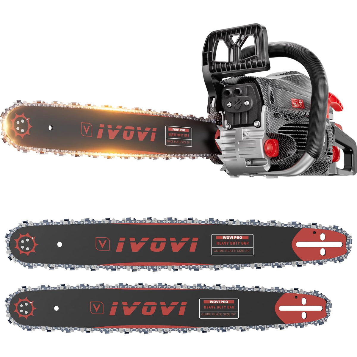 IVOVI 63CC chainsaw with 18-inch bar for precise cuts and routine trimming