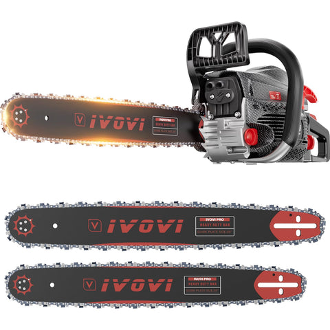 IVOVI 63CC chainsaw with 18-inch bar for precise cuts and routine trimming