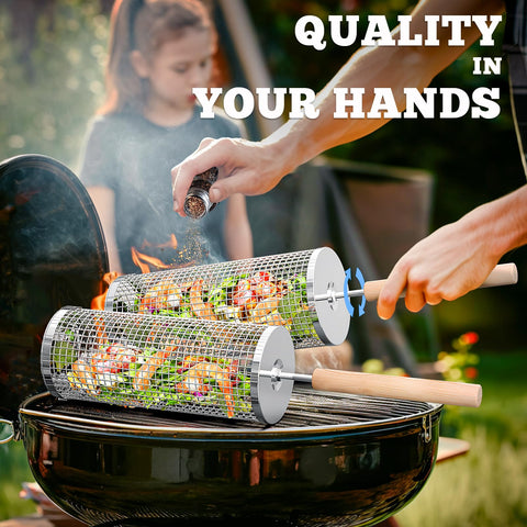 ivtivfu 304 stainless steel grill basket for durable, easy-to-clean cooking