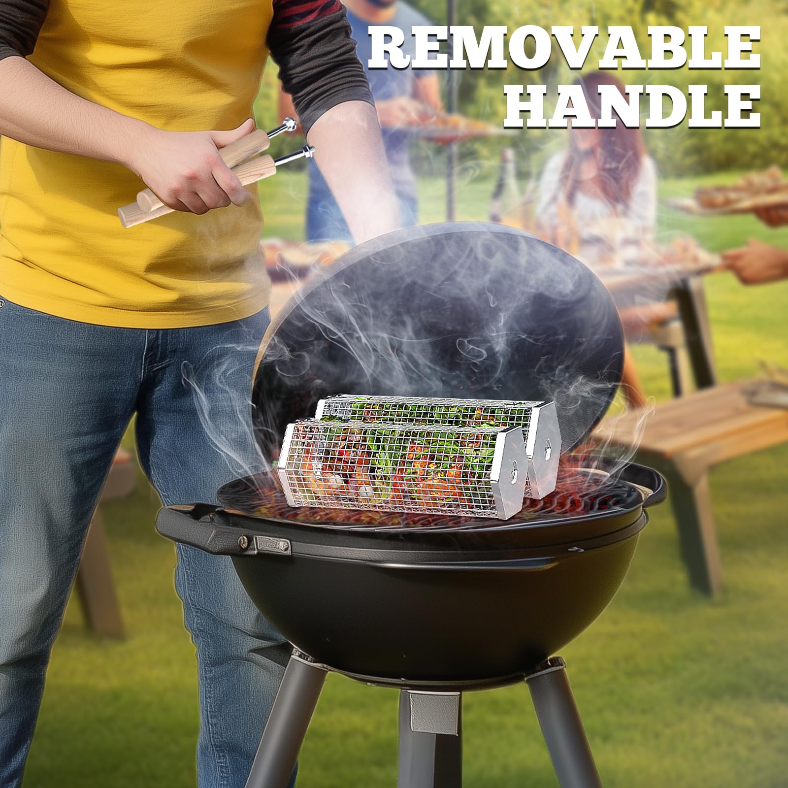 Ivtivfu vegetable grilling basket helps cook veggies evenly over coals