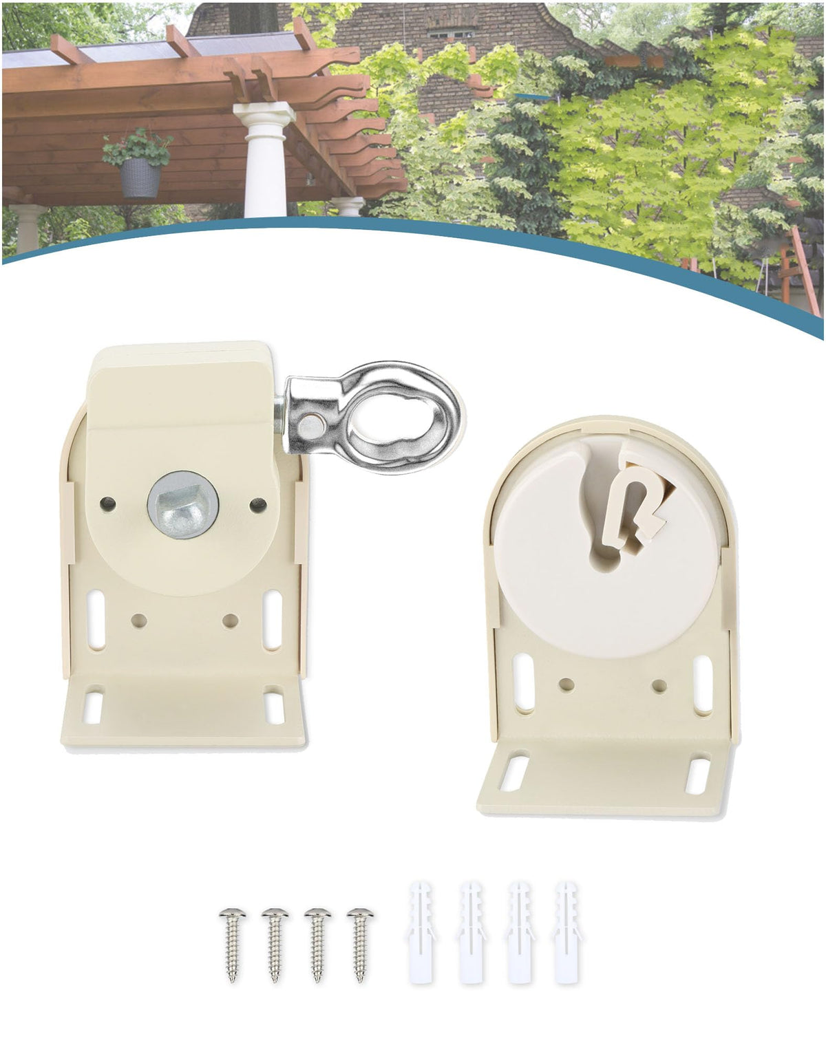 IVYSUN shade bracket with metal ring for durable outdoor use.