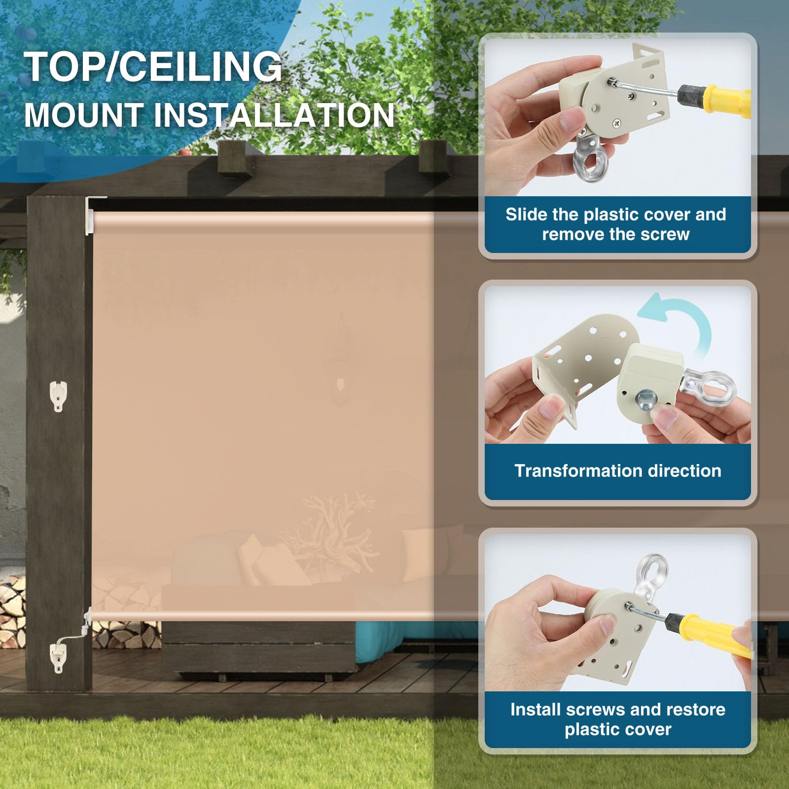 IVYSUN shade bracket fits most exterior roller shades for versatile use.