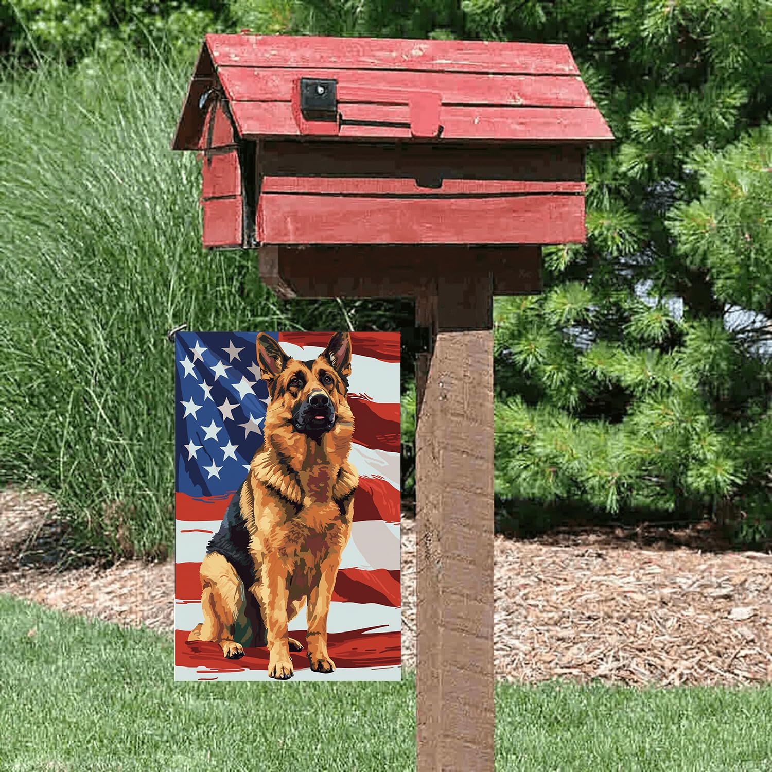 iweeta double-sided print flag visible from multiple angles