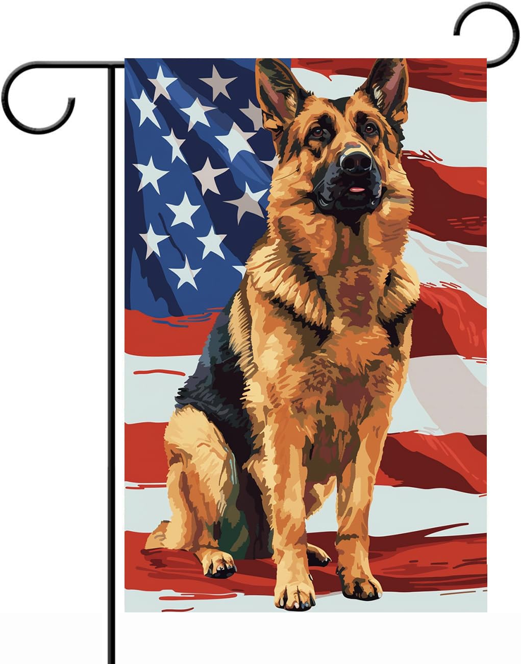 iweeta German Shepherd flag front view for outdoor display with patriotic flair