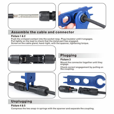IWISS iCrimp solar connectors set included for versatile terminations.