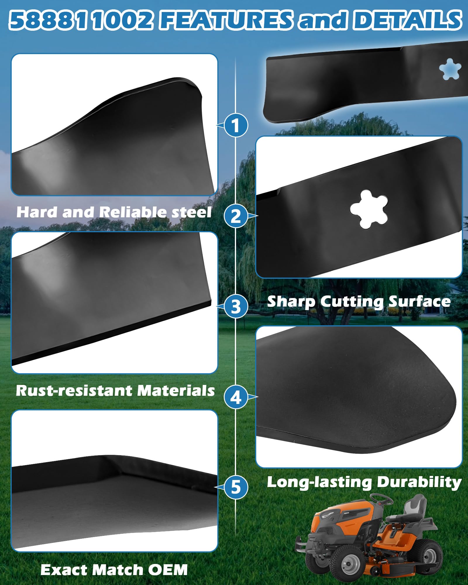 IWIWE 588811002 compatibility chart shows 48‑inch deck compatibility.