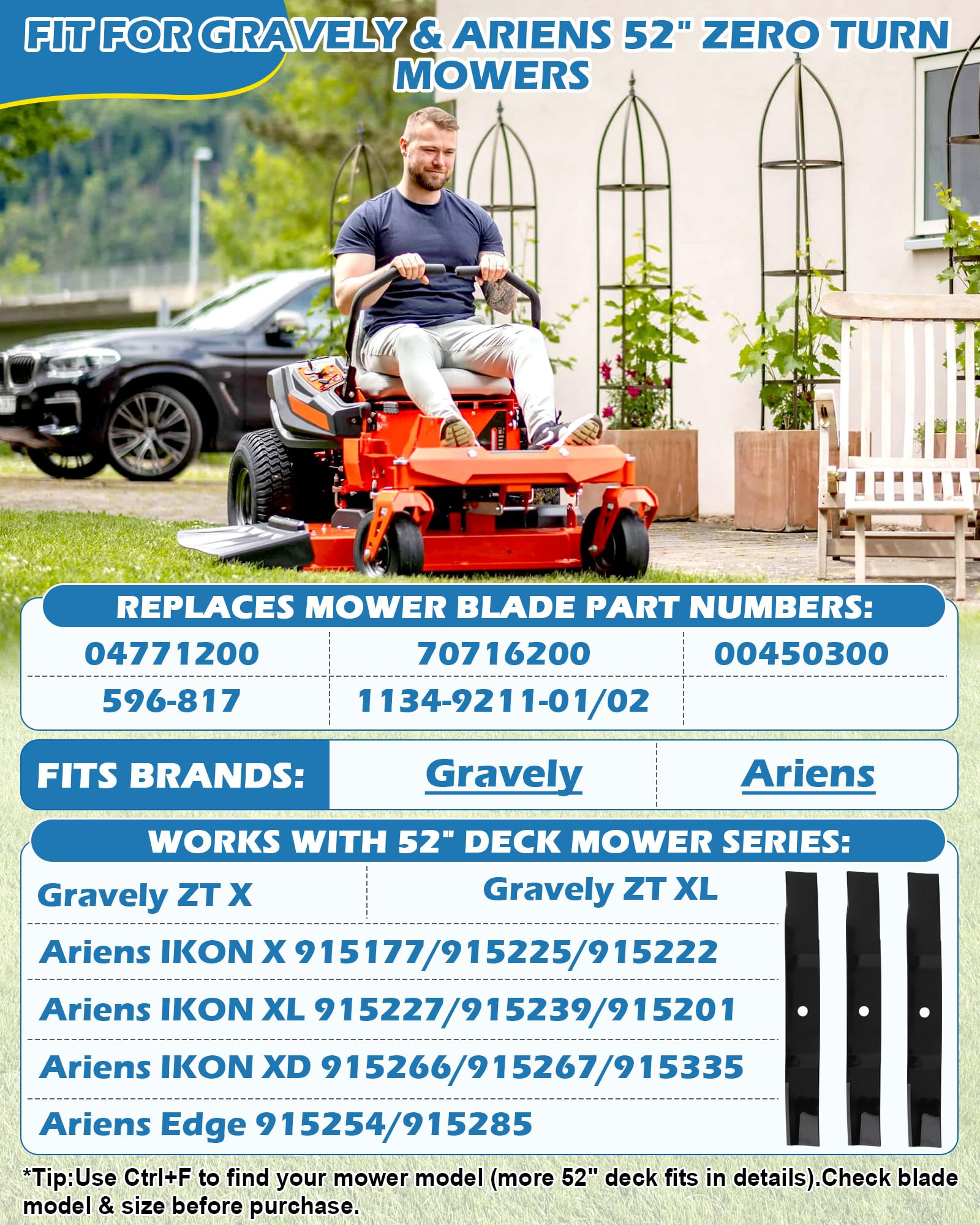 IWIWE Ariens IKON X 52-inch blade with clean cut