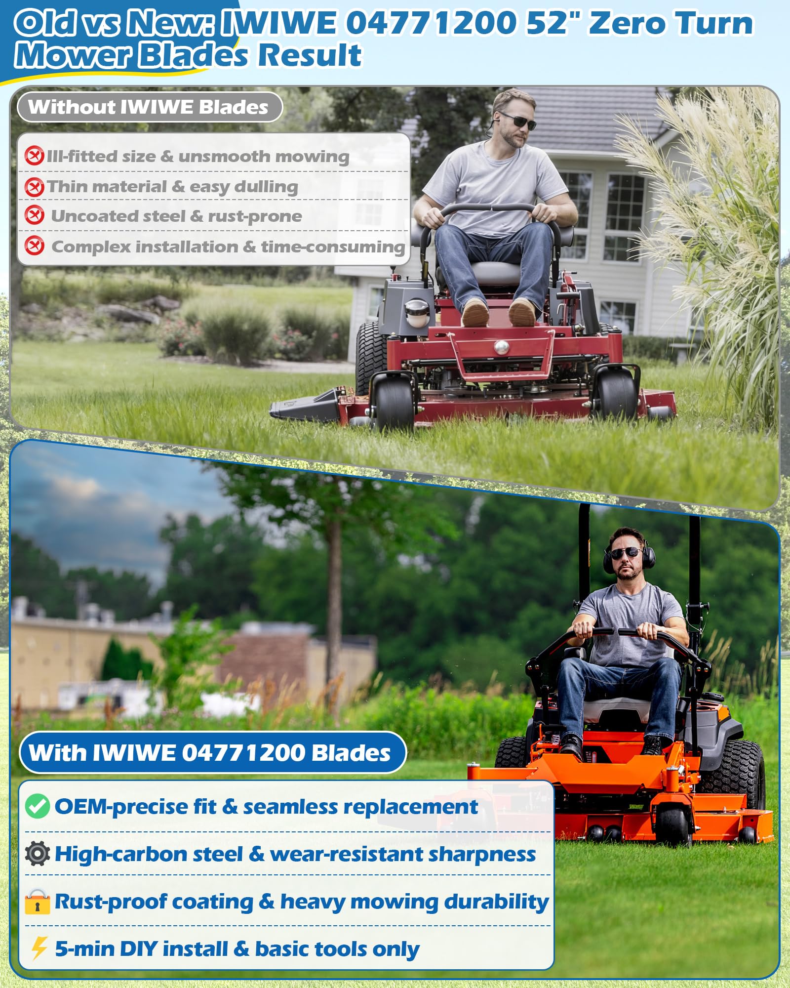 IWIWE Ariens IKON XD 52-inch blade for smooth mulching