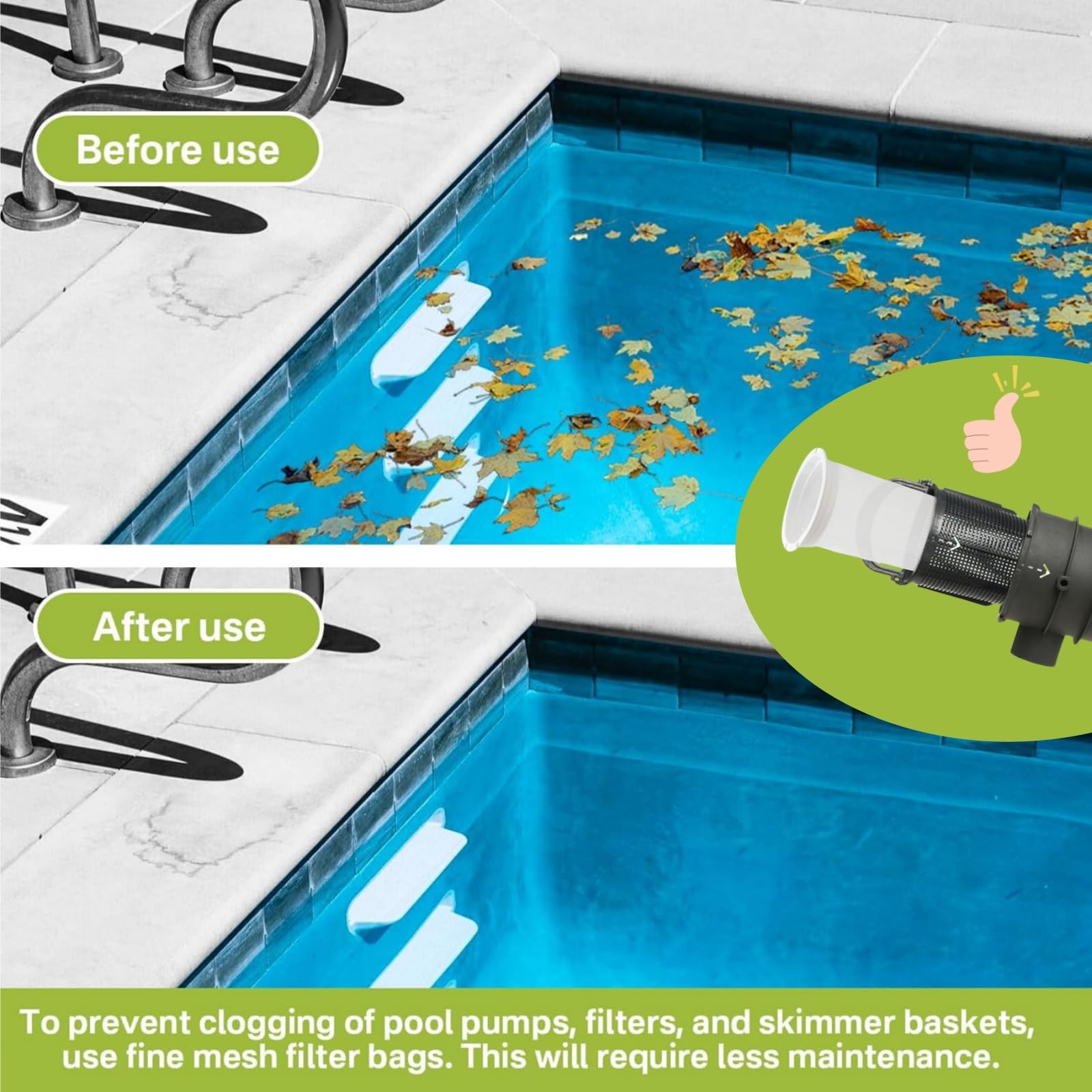 IWIWE Easy maintenance with reusable mesh bag in pool system