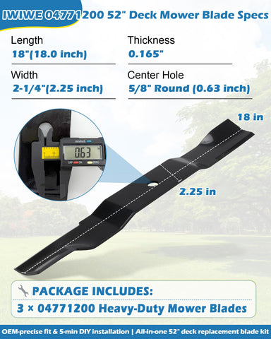 IWIWE Gravely ZT-X 52-inch blade close-up showing exact fit