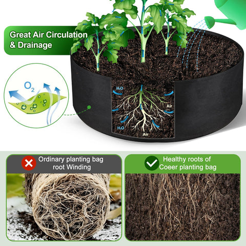 IWNTWY 15-gallon grow bag diameter-24-inch offers ample planting space.