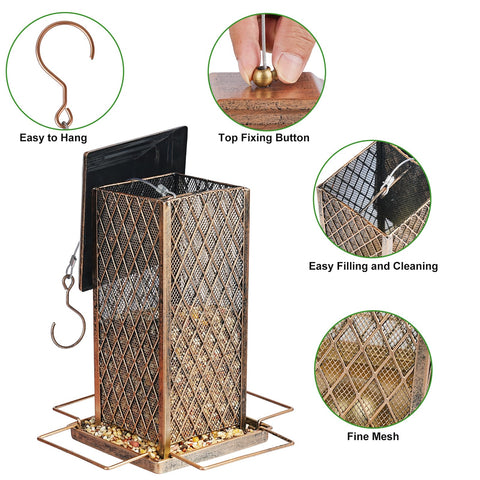 IWNTWY bird feeder anti-rust coating resists weather wear over years of outdoor use.