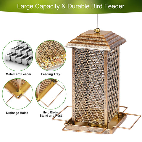 IWNTWY bird feeder copper-plated iron offers durable vintage look for outdoor use.
