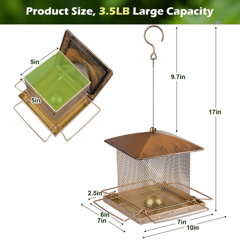 IWNTWY feeder uses durable iron with copper plating for lasting outdoor use.