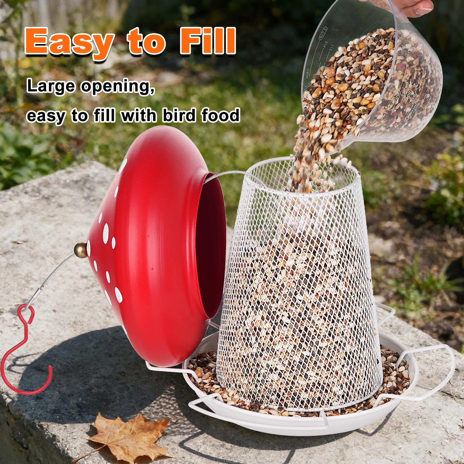 IWNTWY mushroom-shape feeder with four perches for multiple birds