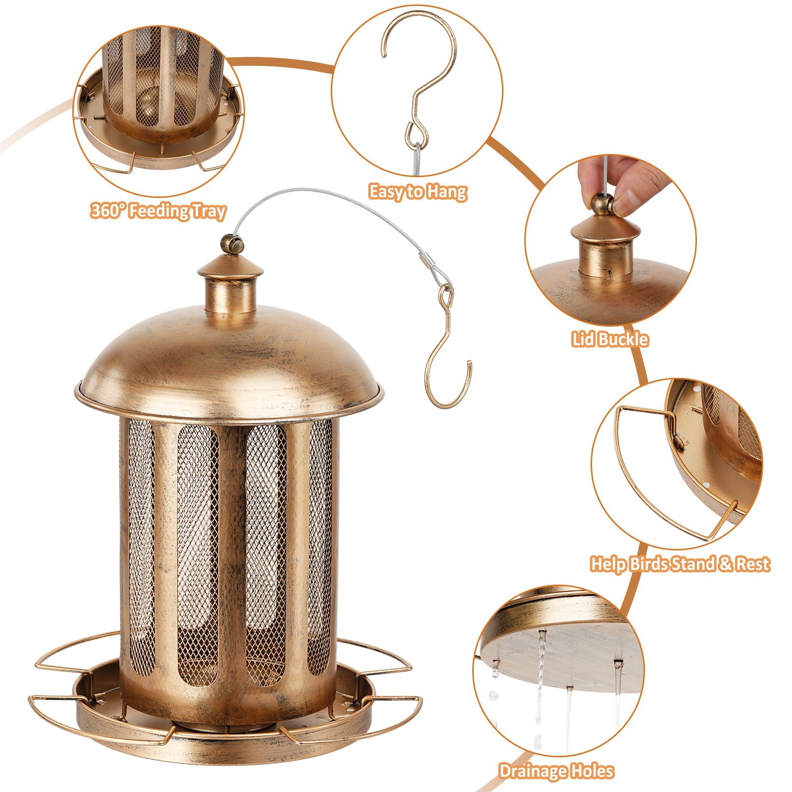 IWNTWY Bird Feeder large capacity holds up to 4 pounds of seed.