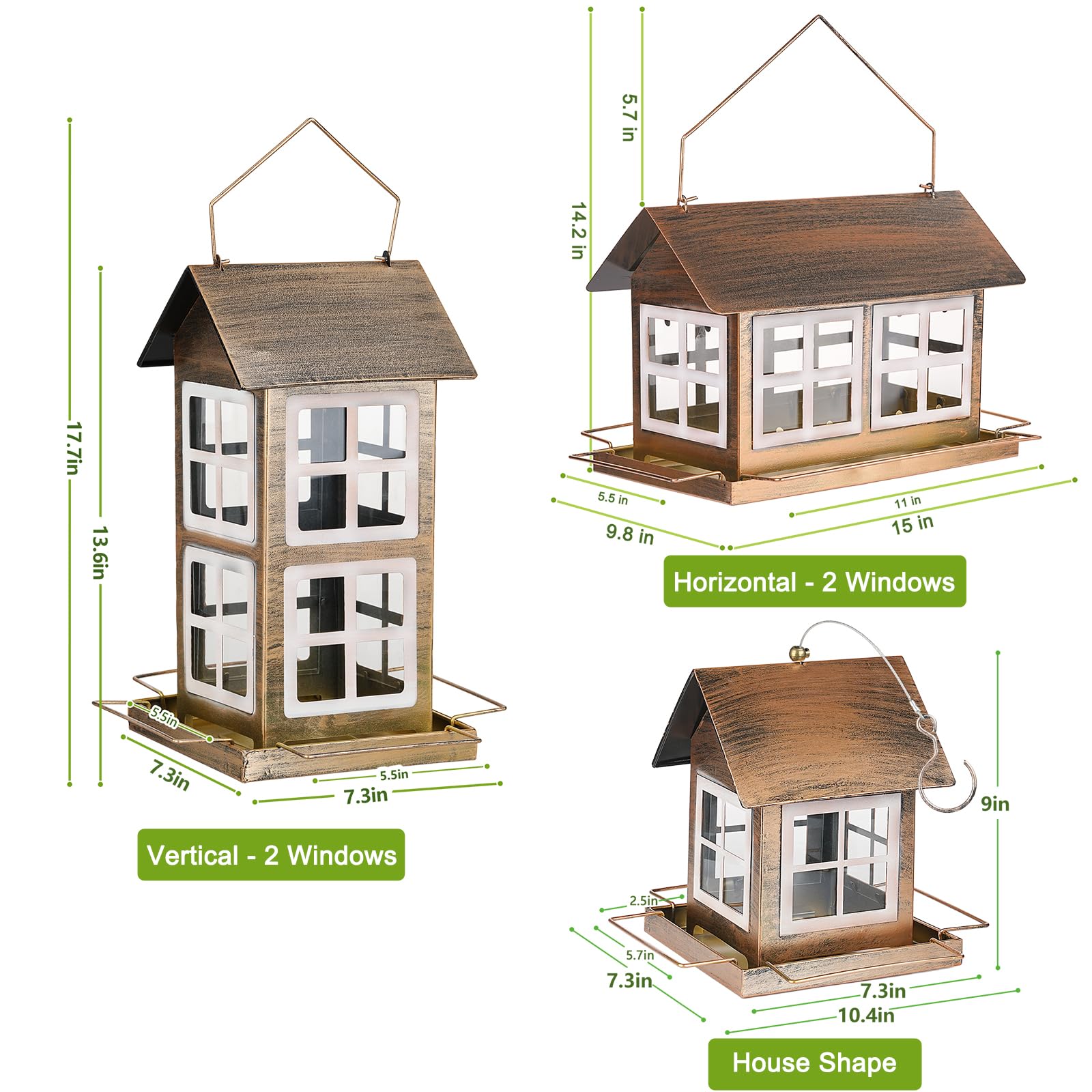 IWNTWY bird feeder metal structure close-up highlighting durable anti-rust coating.