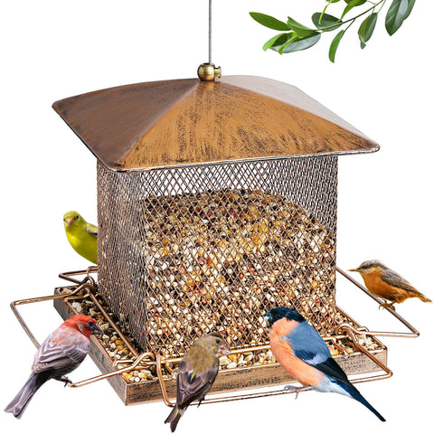 IWNTWY bird feeder with oriental classic shape for close yard bird watching.