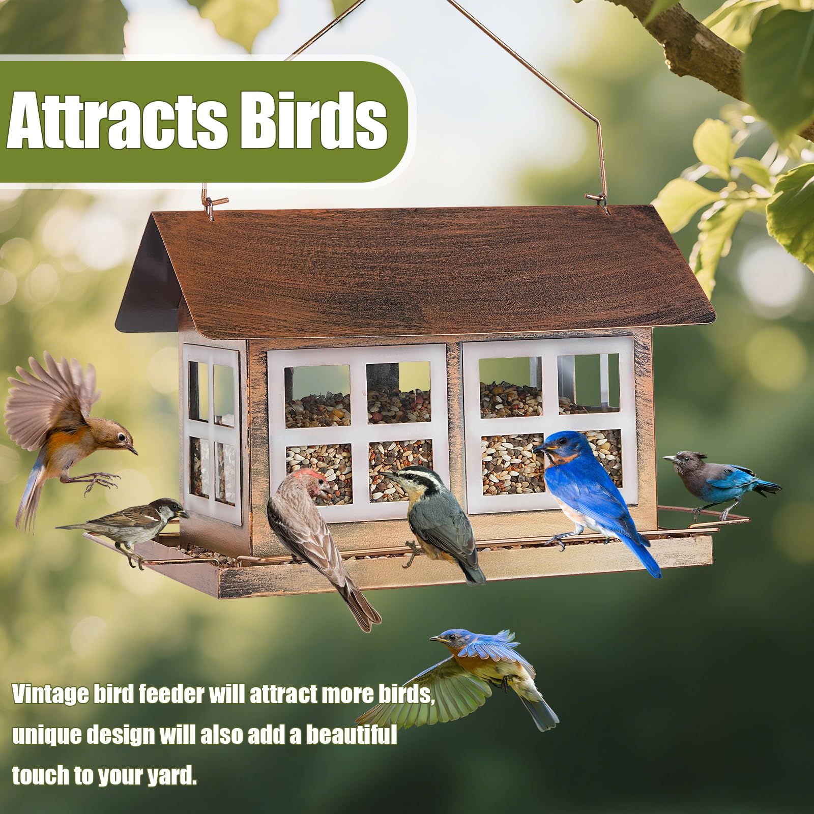 IWNTWY bird feeder rainproof window prevents rain from entering.