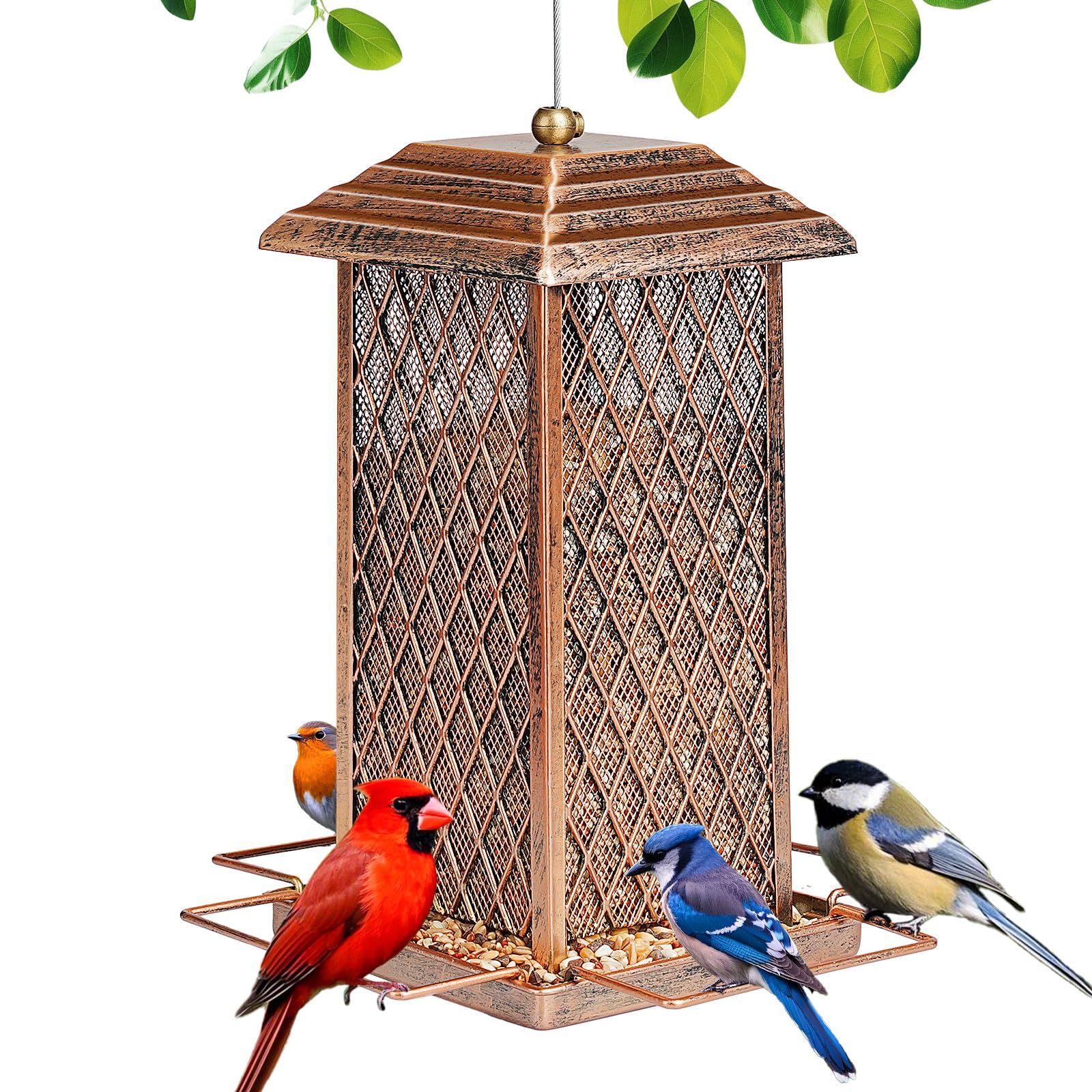 IWNTWY bird feeder with retro lantern design attracts birds while elevating your garden decor.