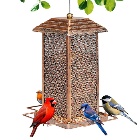IWNTWY bird feeder with retro lantern design attracts birds while elevating your garden decor.