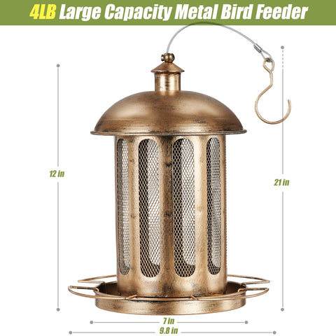 IWNTWY Bird Feeder with rust-resistant metal ensures durable outdoor use.
