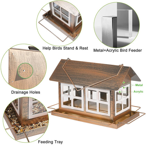 IWNTWY bird feeder weatherproof bronze finish ideal for year-round use.