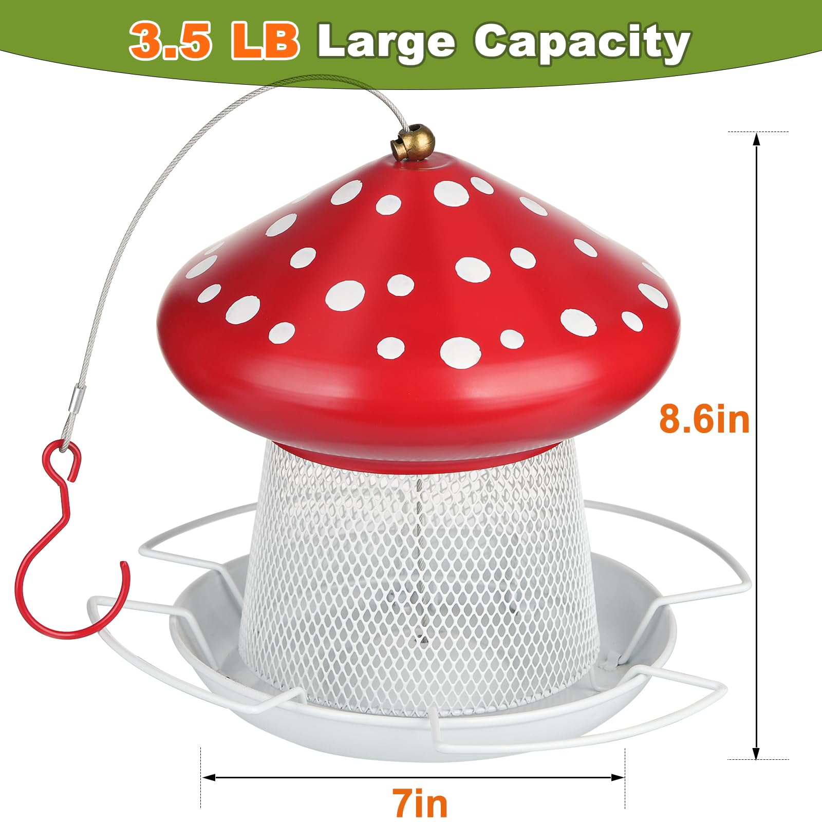 IWNTWY heavy-duty metal bird feeder with rust-proof finish for outdoors