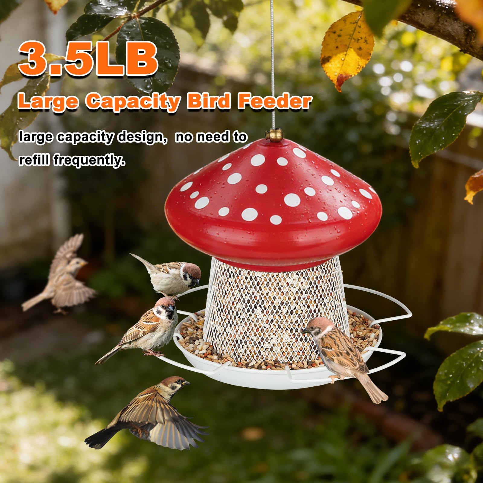 IWNTWY mushroom-shaped design adds charm while feeding backyard visitors