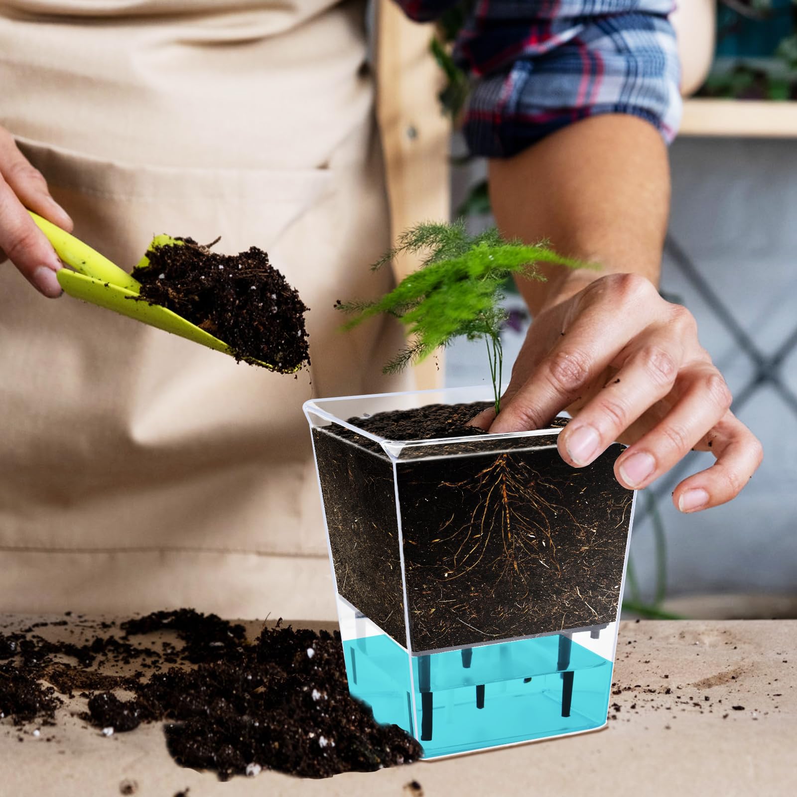 IWNTWY self-watering pot 2-7-inch front view displays compact indoor planting options.