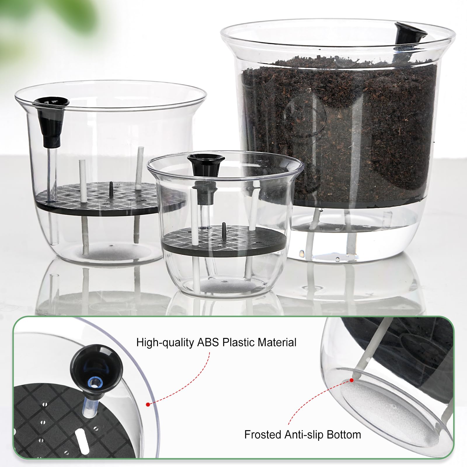 IWNTWY 4-inch pot reveals visible cotton wicks delivering consistent moisture