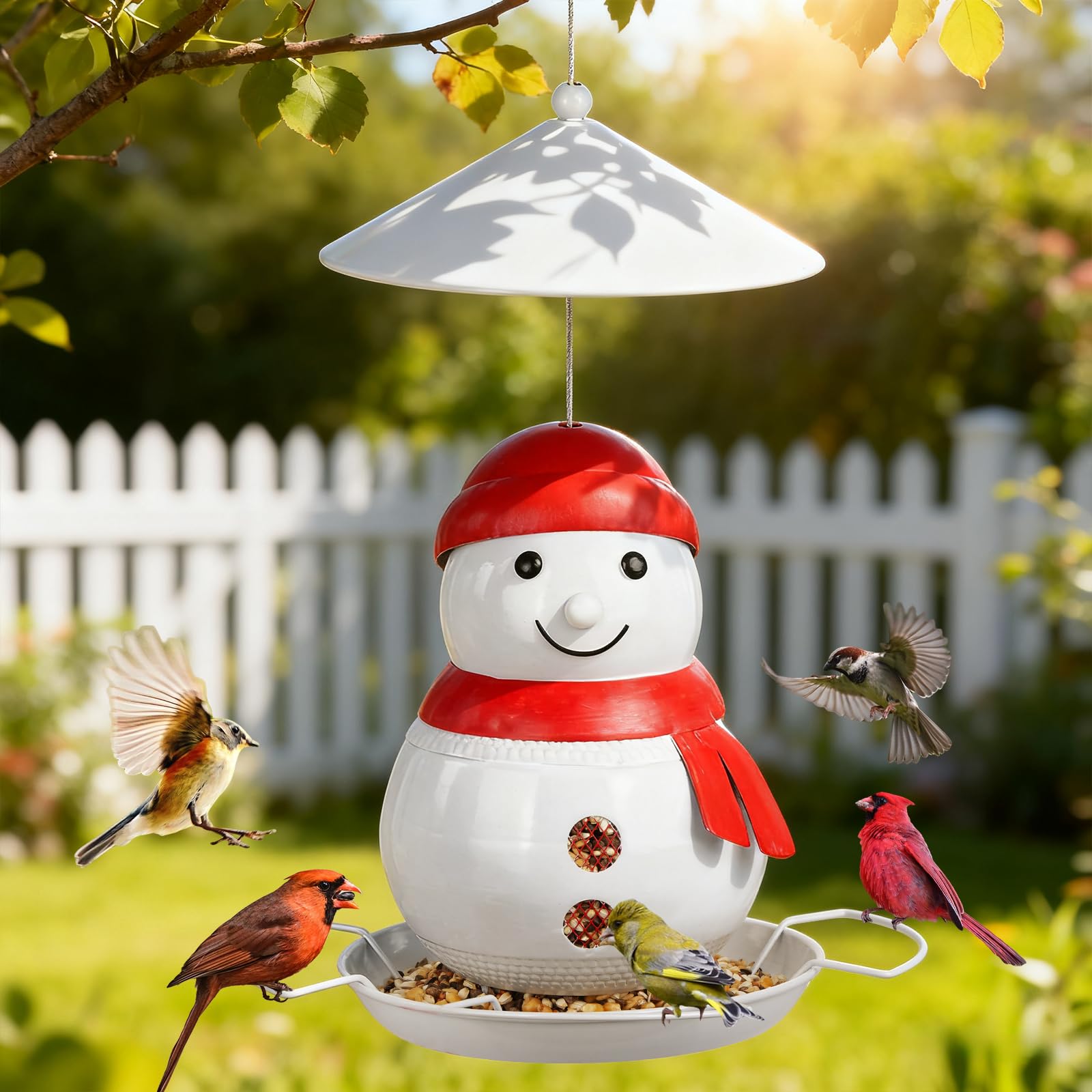 IWNTWY snowman bird feeder colorful design enhances yard charm