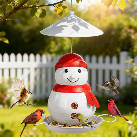 IWNTWY snowman bird feeder colorful design enhances yard charm