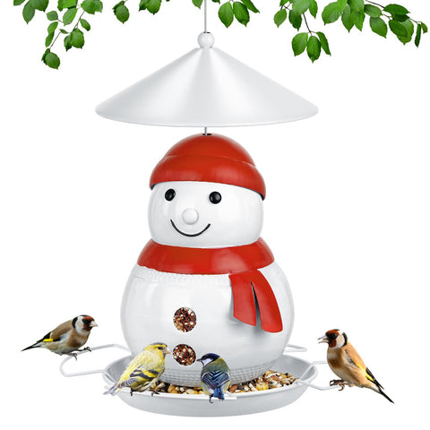 IWNTWY snowman bird feeder front view invites birds to visit
