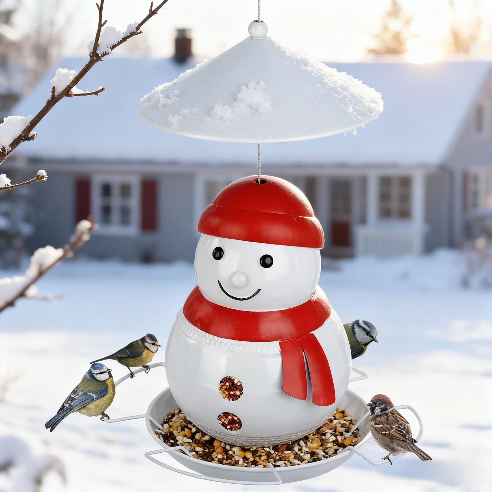 IWNTWY snowman bird feeder lid clip button keeps seed secure
