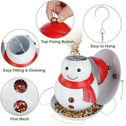 IWNTWY snowman bird feeder perches accommodate multiple birds