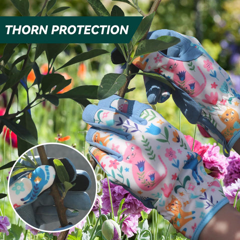 IYICLOTH garden gloves offer a strong grip for handling tools and stems.