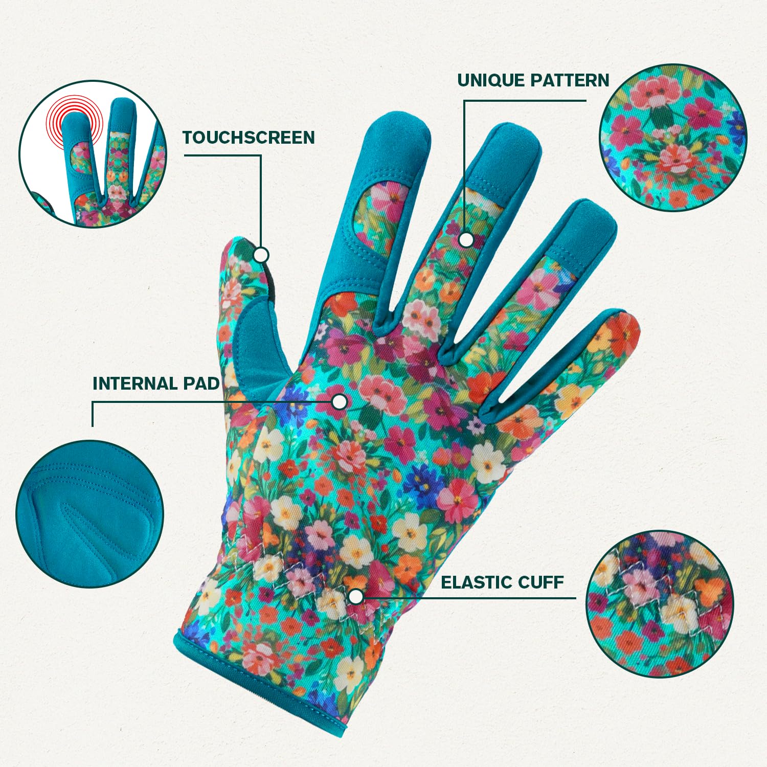 IYICLOTH gloves for women show touchscreen fingertips for easy device use while gardening.
