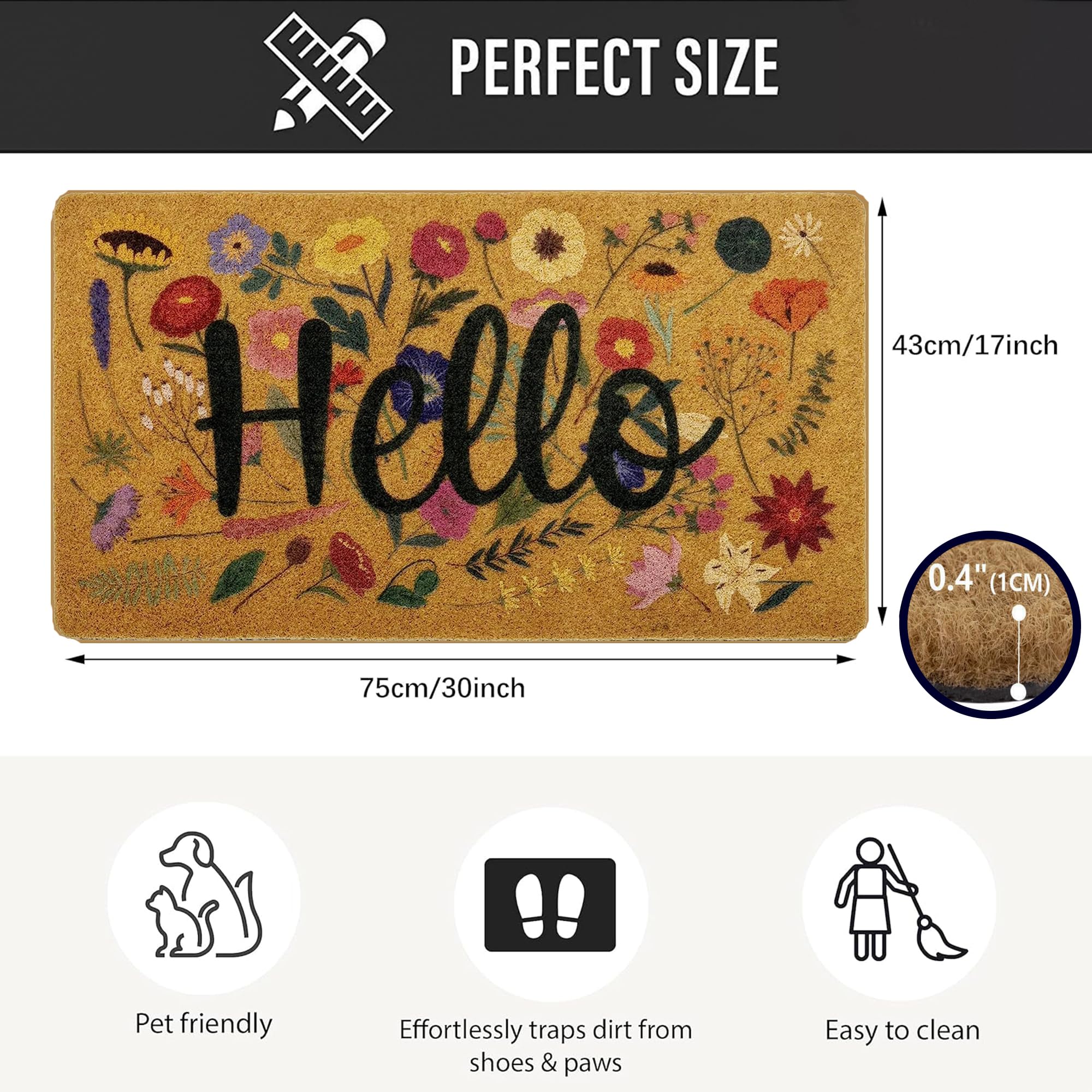 IZUS Faux Coir Texture Closeup highlights realistic look and durable surface.
