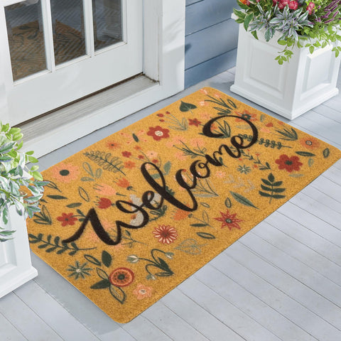IZUS floral welcome doormat for front door adds inviting spring charm.