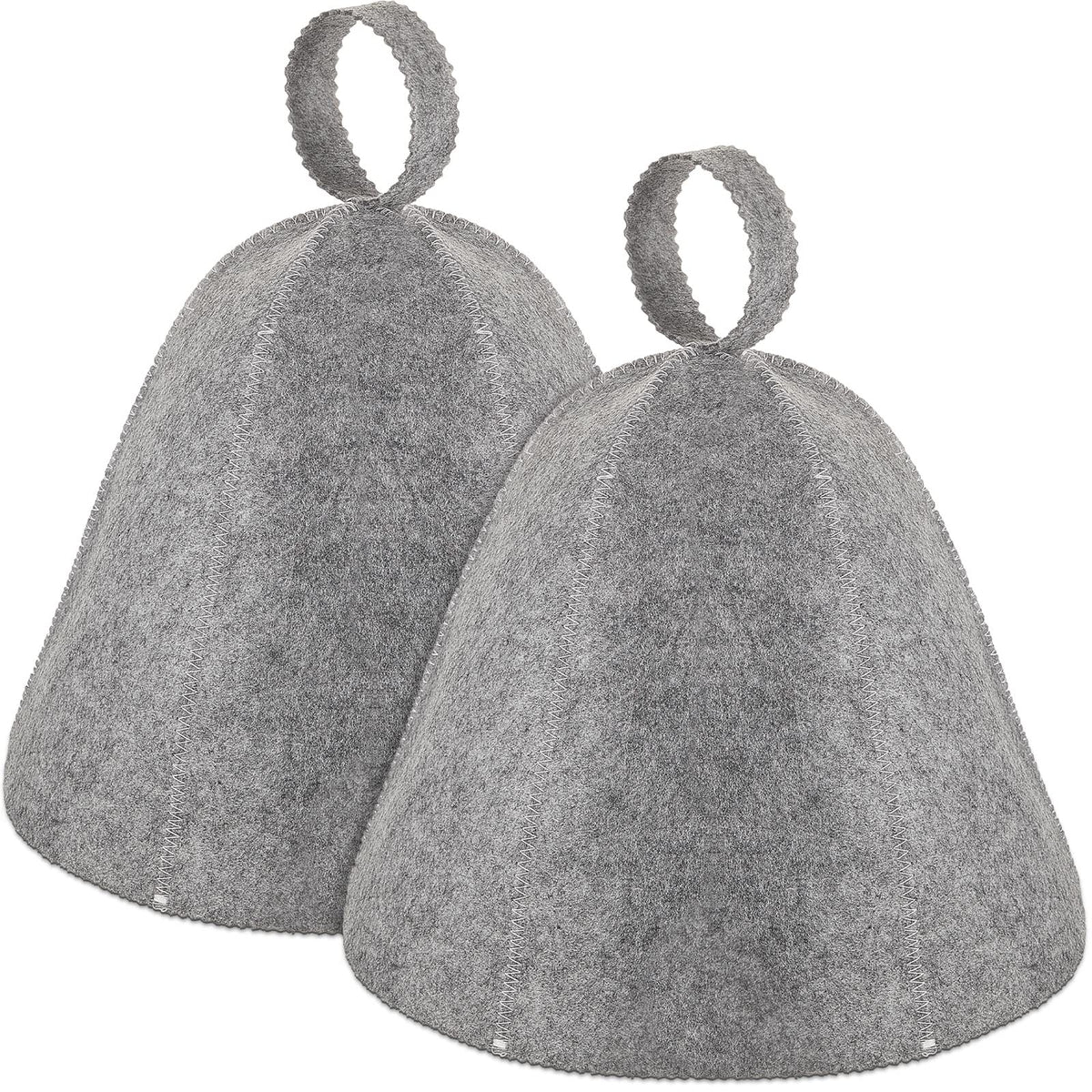 JaGely sauna hat gray wool front view shows breathable warmth for spa sessions
