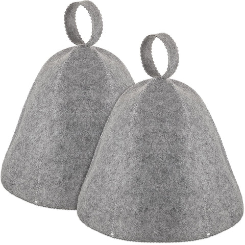 JaGely sauna hat gray wool front view shows breathable warmth for spa sessions