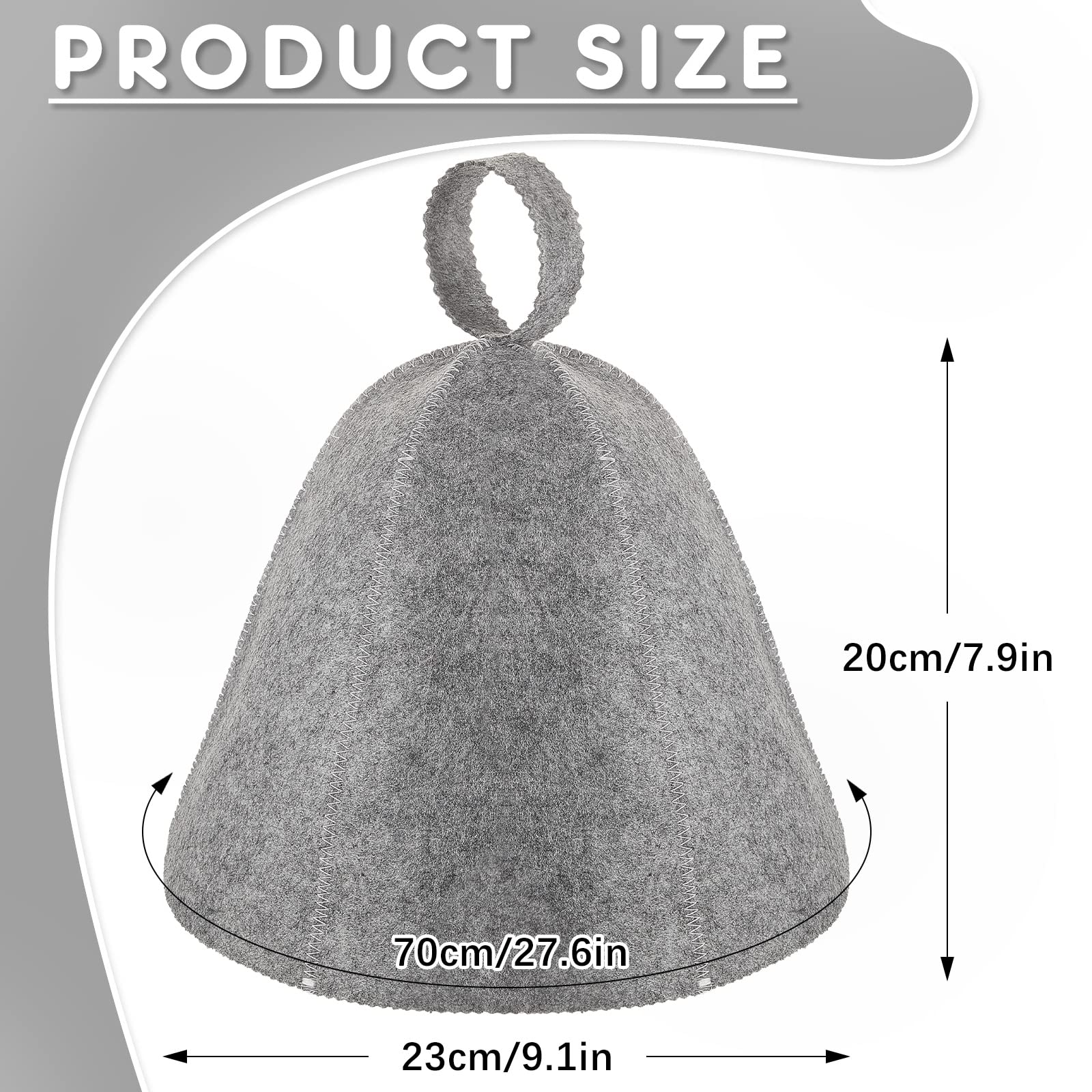 JaGely sauna hat gray wool side view highlights heat insulation for comfortable sauna use